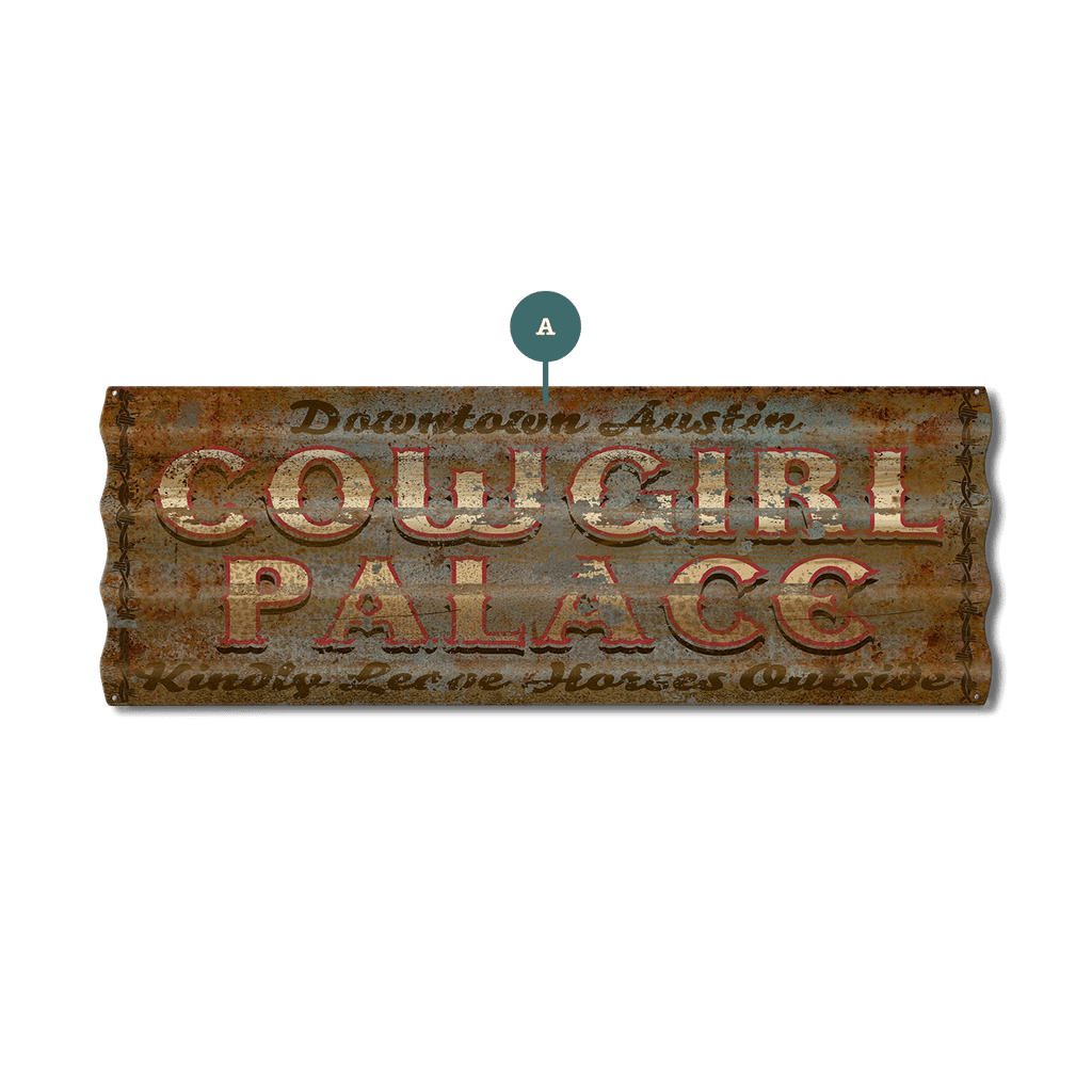 Cowgirl Palace - Corrugated Metal Wall Art