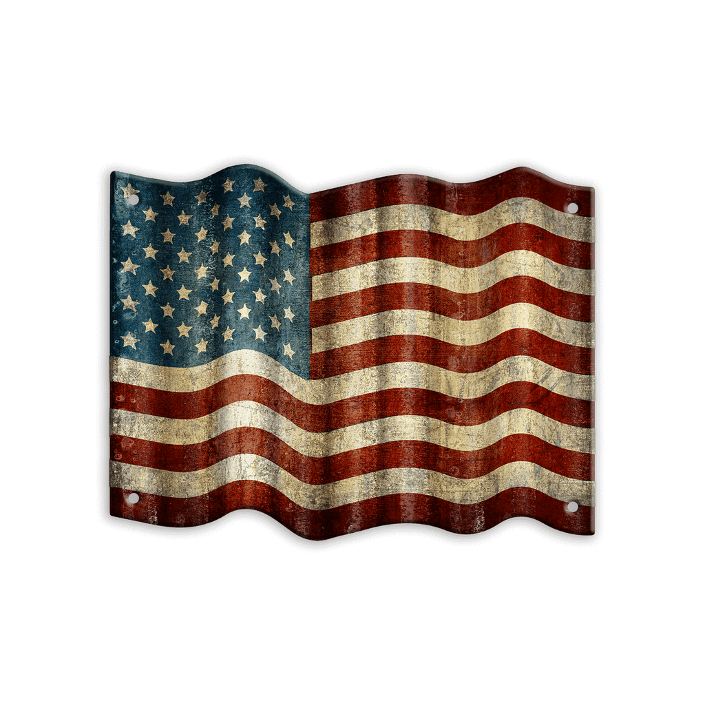 Waving American Flag - Corrugated Metal Wall Art
