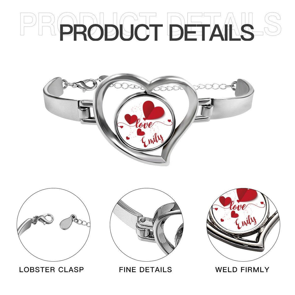 Personalised Heart Bracelet – Custom Name Love Bangle