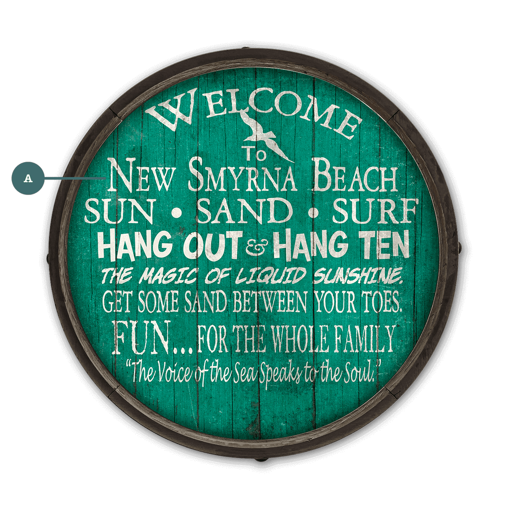 Welcome to the Beach - Barrel End Wall Art