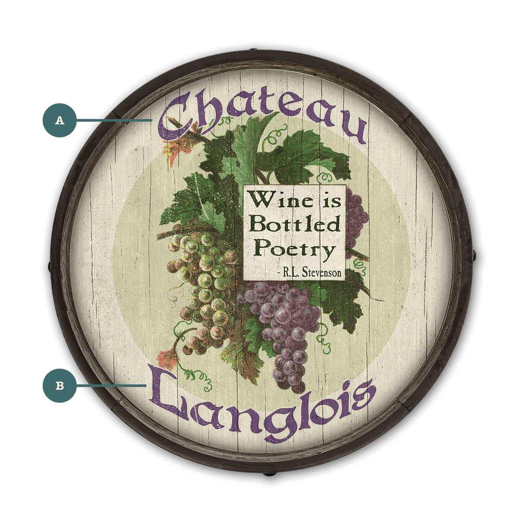 Wine is Bottled Poetry: Personalized - Barrel End Wall Art