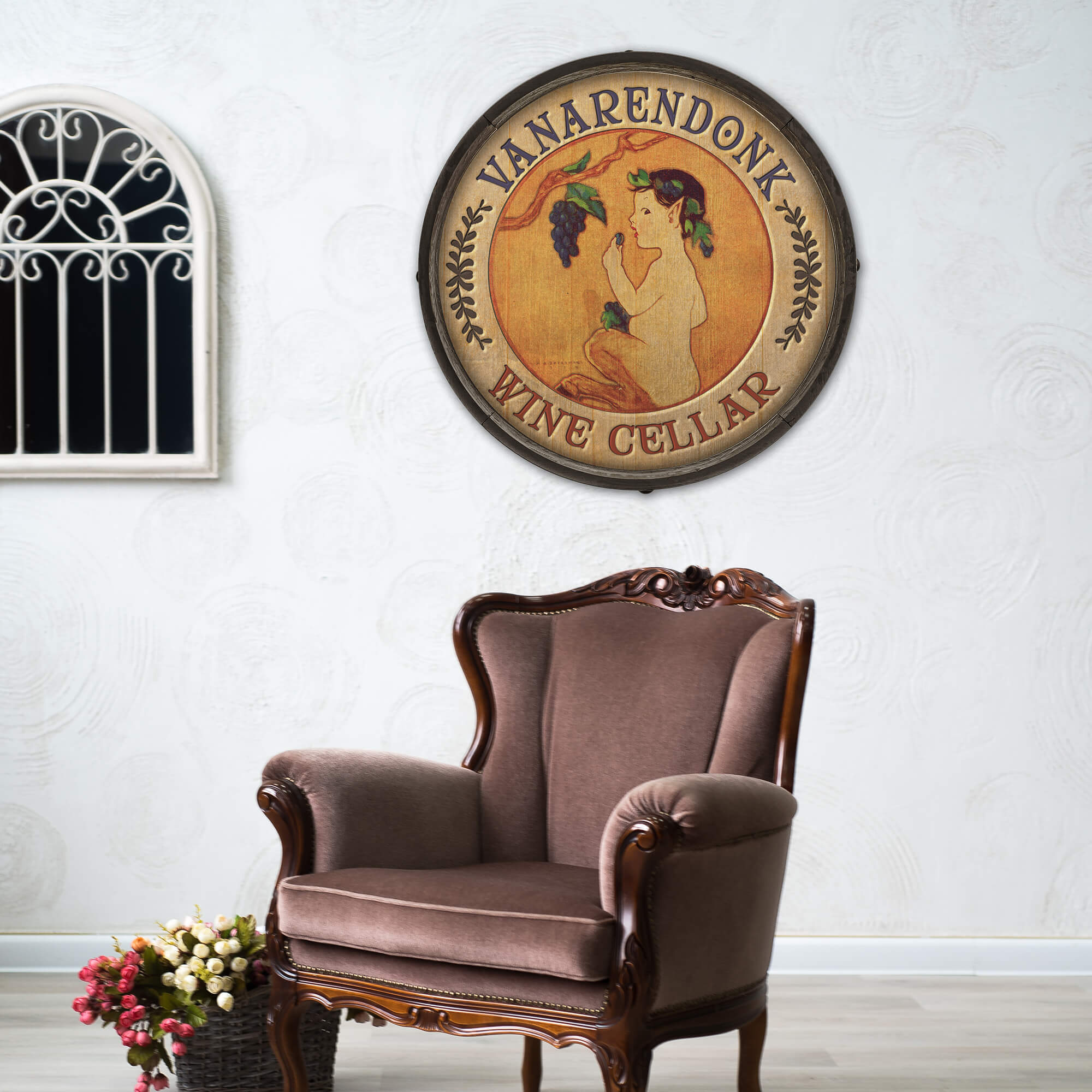 Pan's Wine Cellar- Barrel End Wall Art