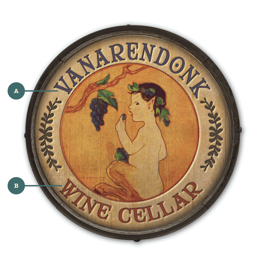 Pan's Wine Cellar- Barrel End Wall Art