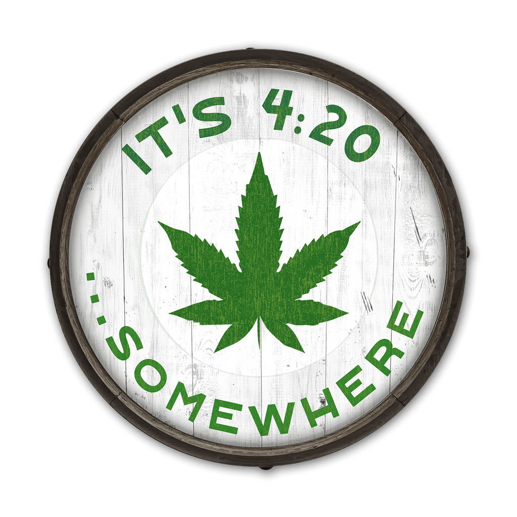 It's 4:20 Somewhere - White - Barrel End Wall Art