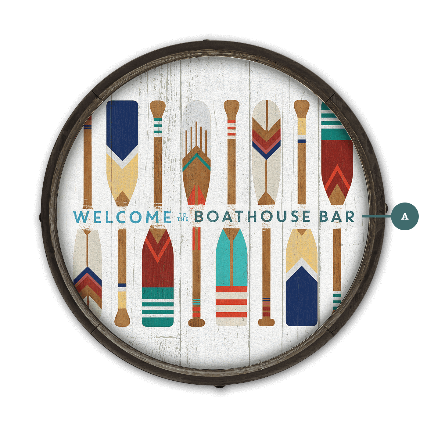 Oar Pattern Welcome Sign - Barrel End Wall Art