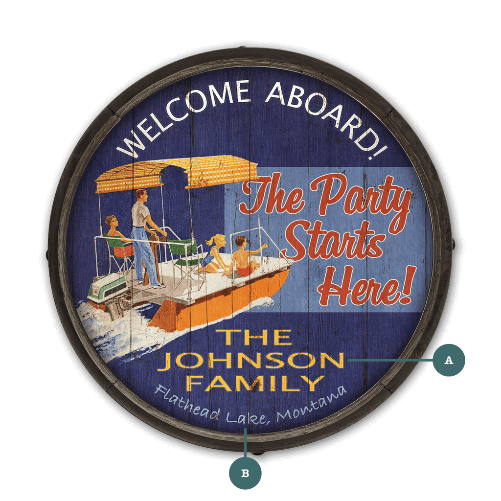 Welcome Aboard: Personalized - Barrel End Wall Art