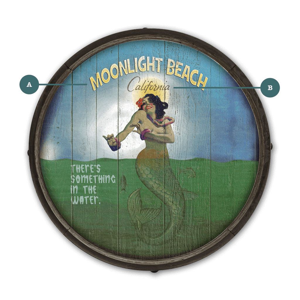 Mermaid Mystique at Moonlight (G) - Barrel End Wall Art