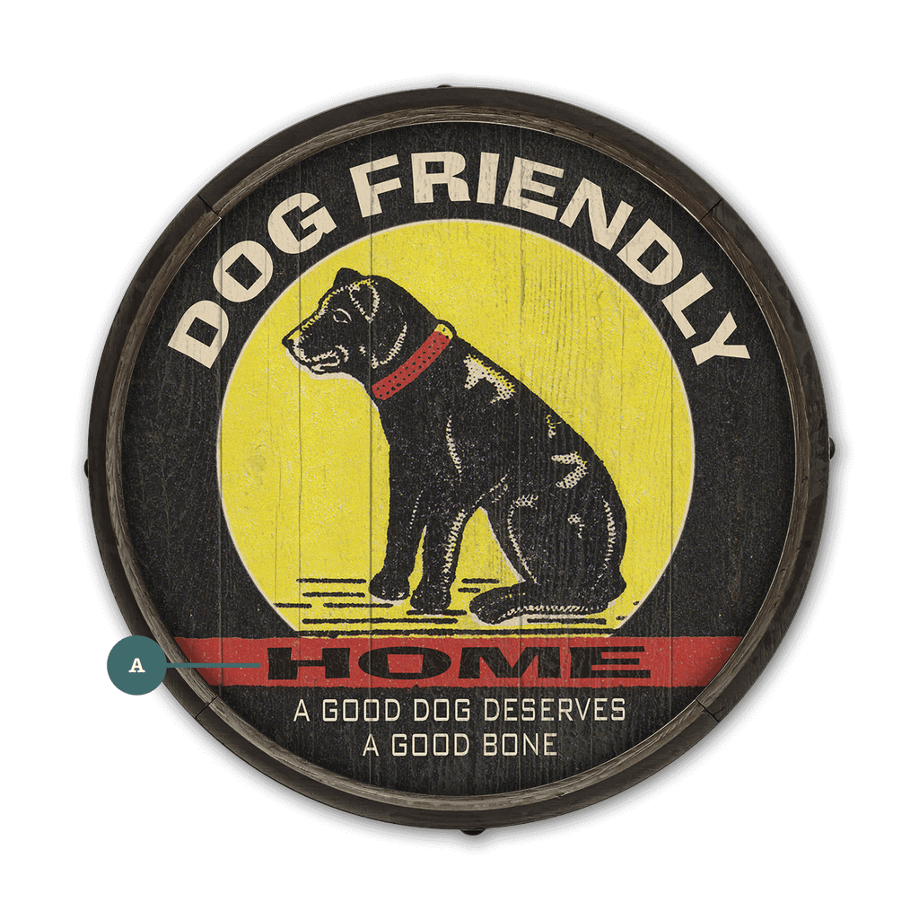Dog Friendly Home - Barrel End Wall Art