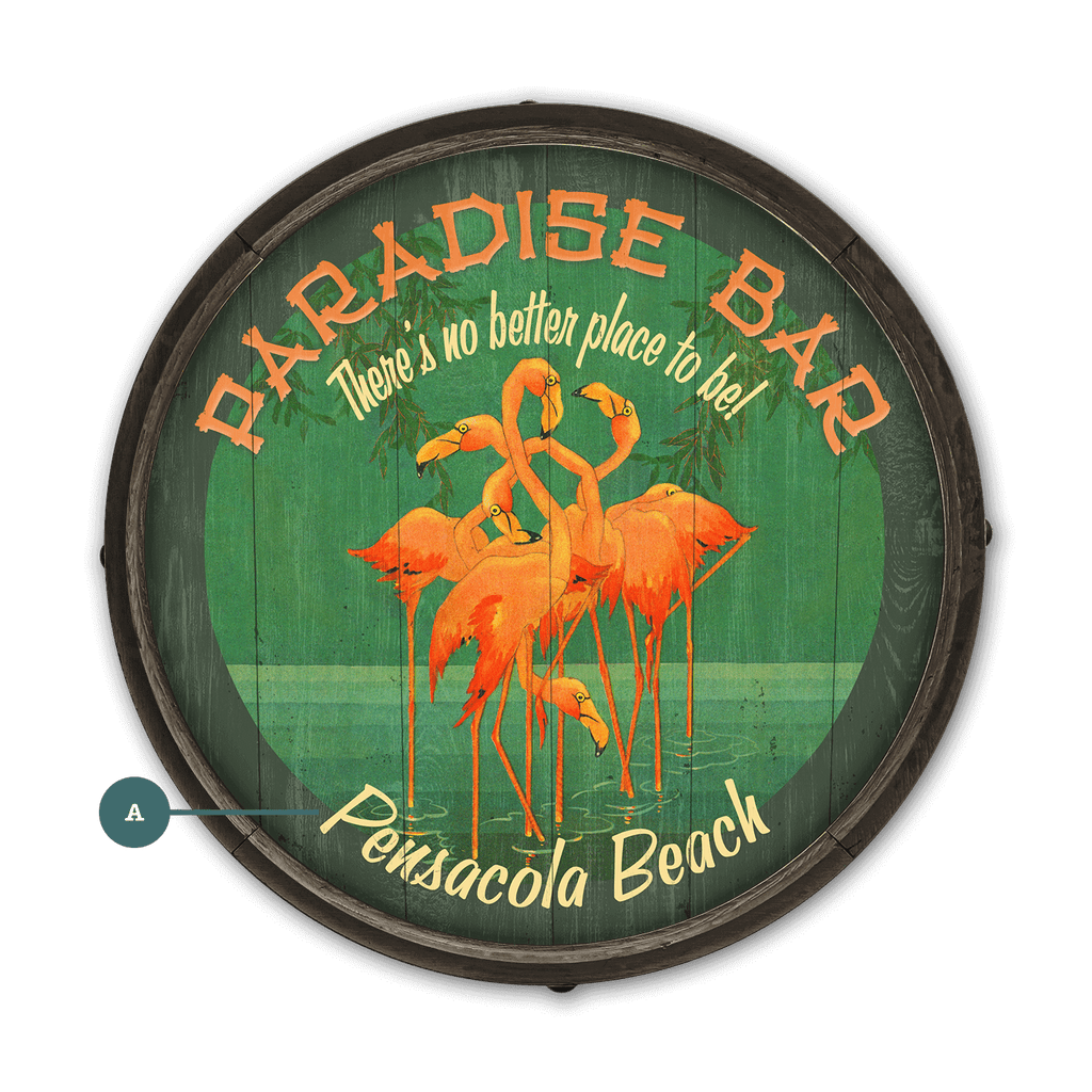 Flamingo Paradise - Barrel End Wall Art
