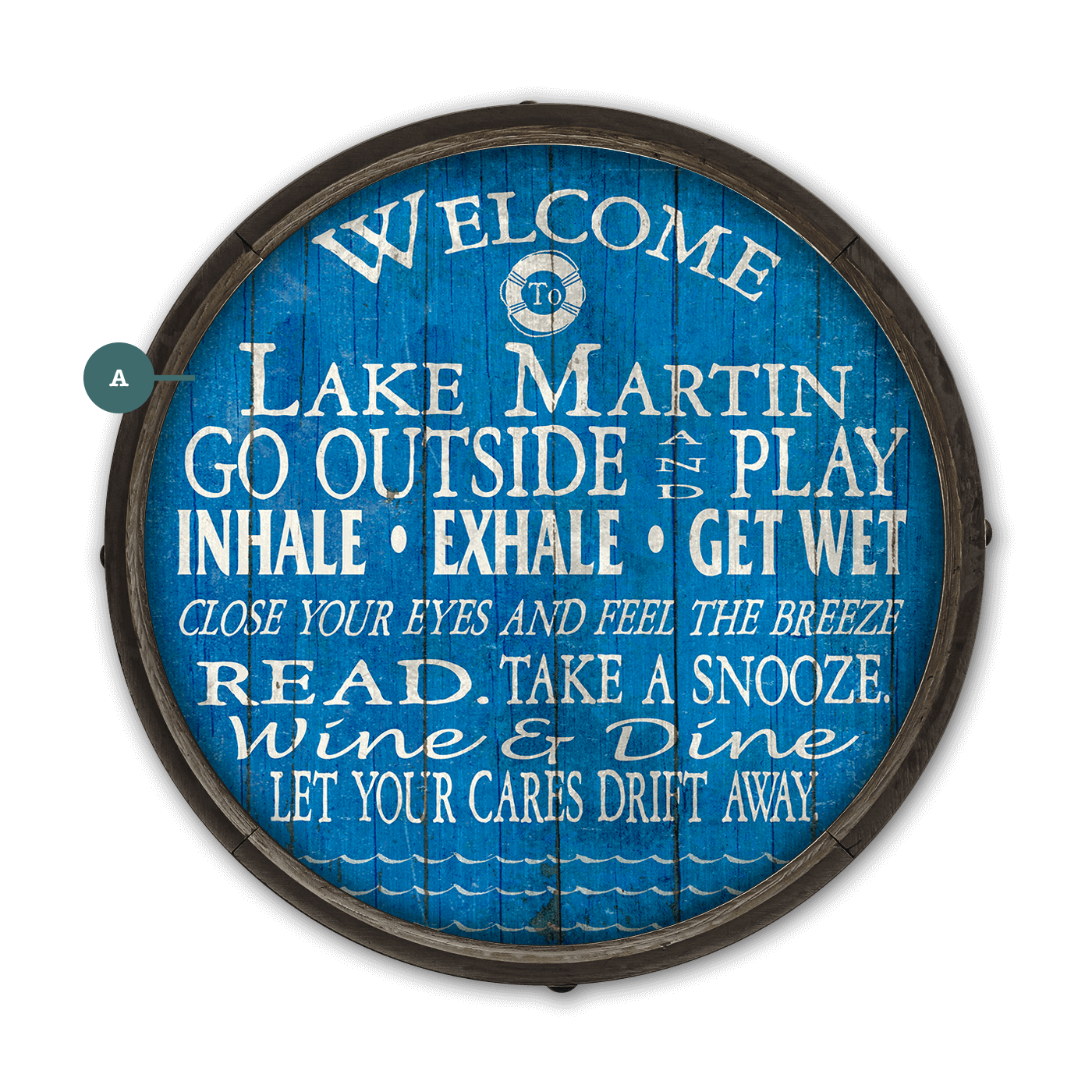 Welcome to the Lake: Personalized - Barrel End Wall Art