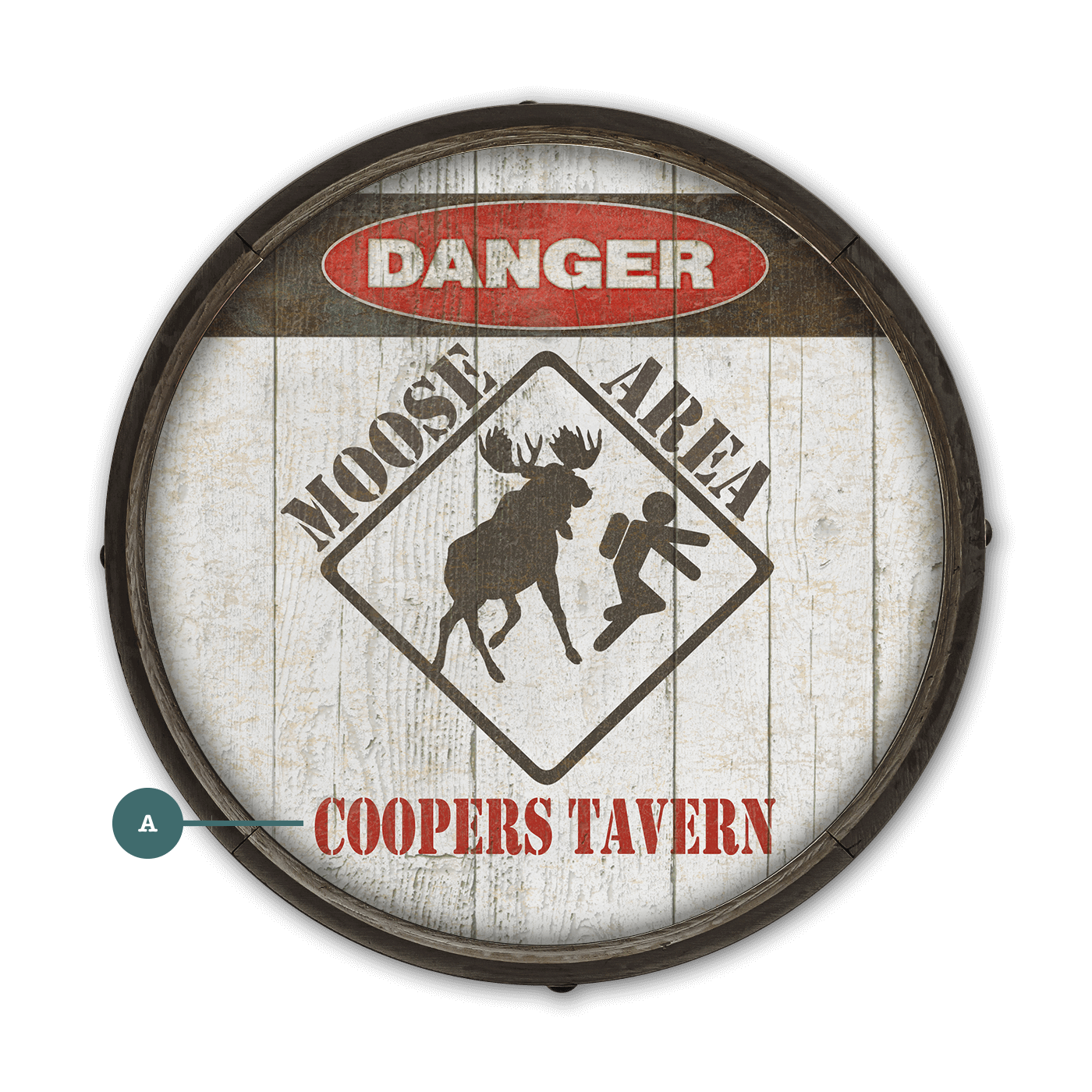 Moose Warning Sign - Barrel End Wall Art