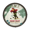 Mountain Momentum Female Skier - Barrel End Wall Art