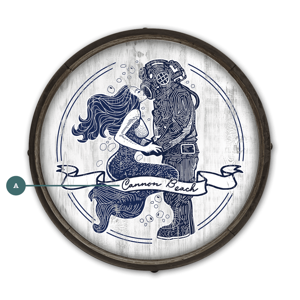 Mermaid Kisses: Personalized - Barrel End Wall Art