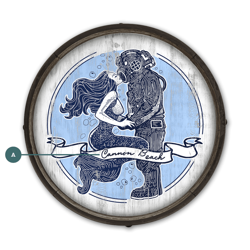 Mermaid Kisses: Personalized - Barrel End Wall Art