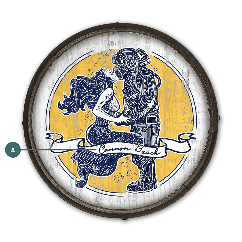 Mermaid Kisses: Personalized - Barrel End Wall Art