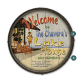 Lake House Welcome: Personalized - Barrel End Wall Art