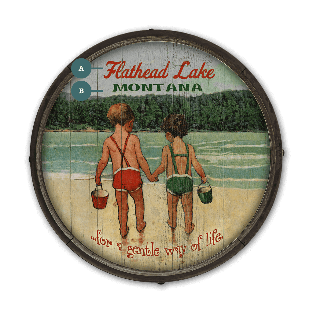 Hand in Hand: Children's Lake Time - Barrel End Wall Art