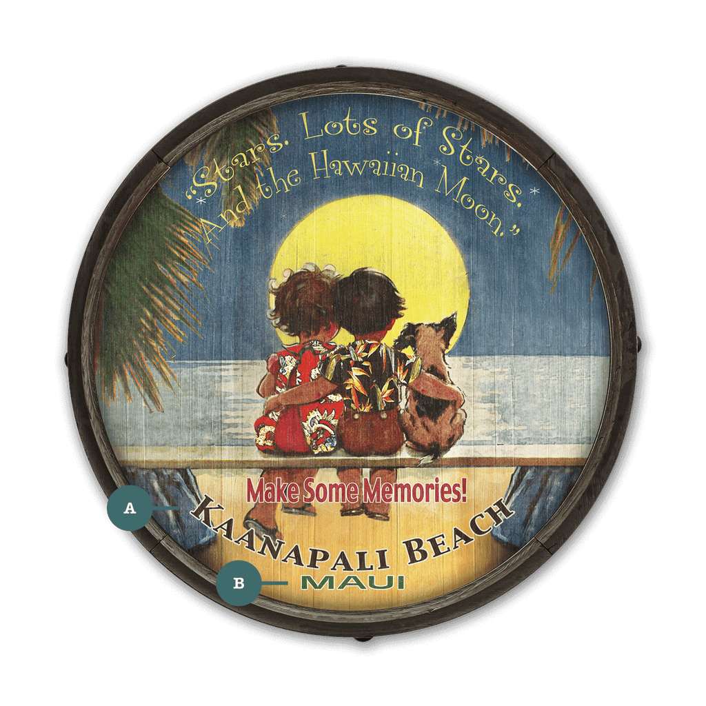 Stars and Hawaiian Moon - Barrel End Wall Art