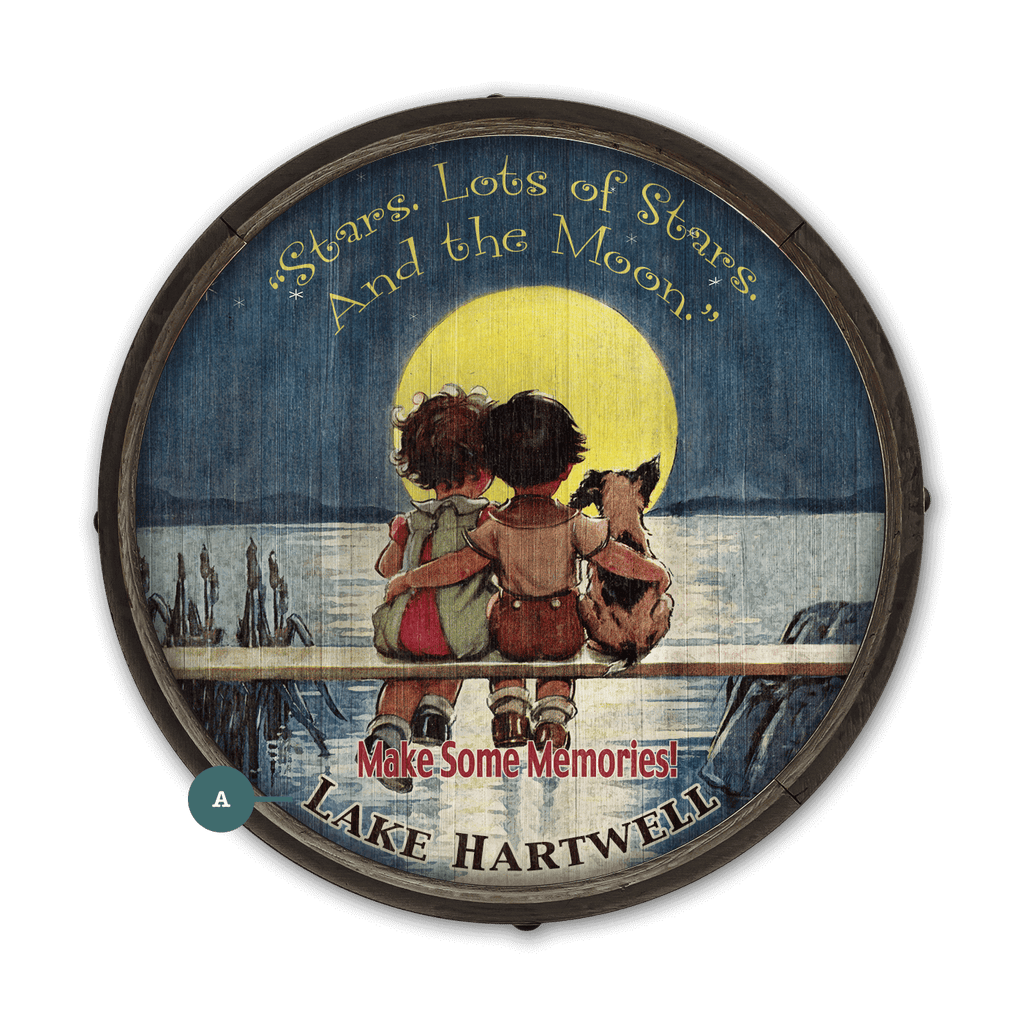 Stars and the Moon: Lake - Barrel End Wall Art