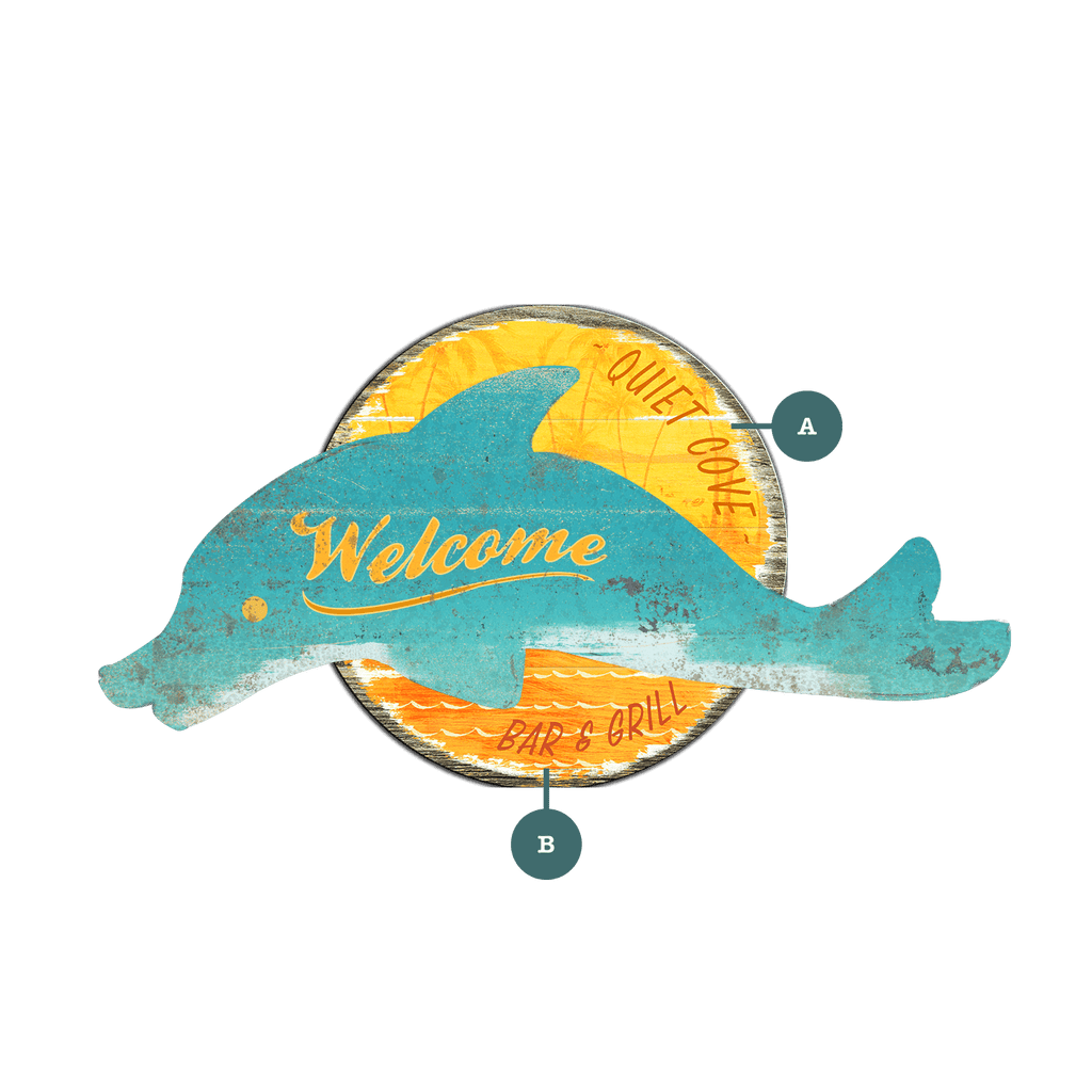 Coastal Wood Dolphin Welcome Sign