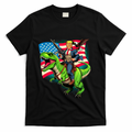 Bald Eagle Us Flag Trump Riding A Trex T-Shirt
