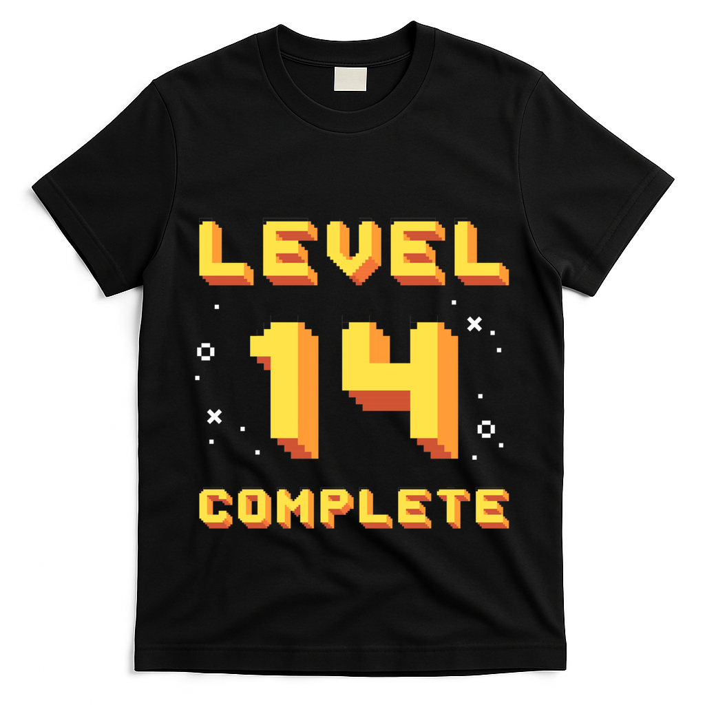 Born In 2007 Level 14 Complete 14th Birthday Retro Gaming Gift T-Shirt