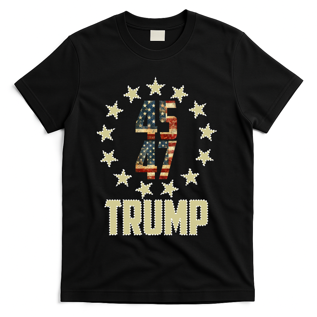 Classic 45 47 Trump American Flag T-Shirt