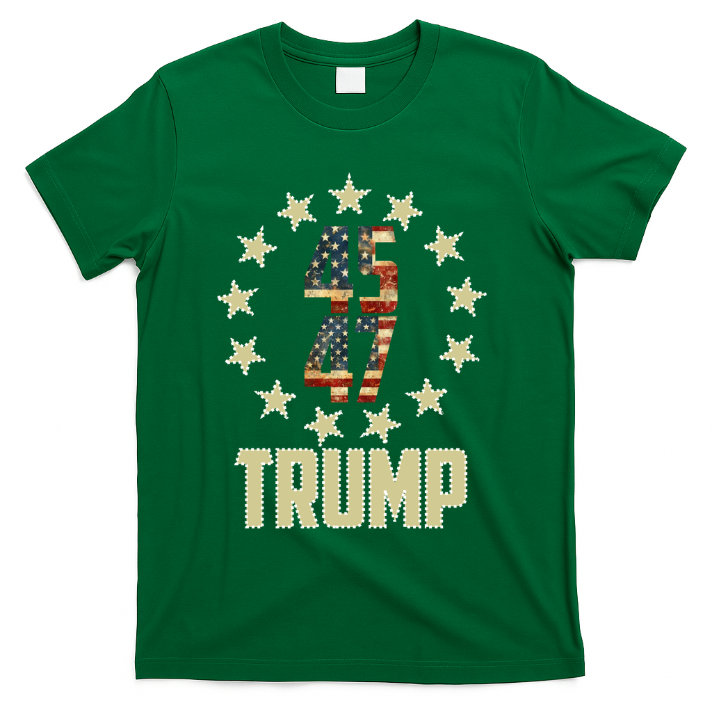 Classic 45 47 Trump American Flag T-Shirt