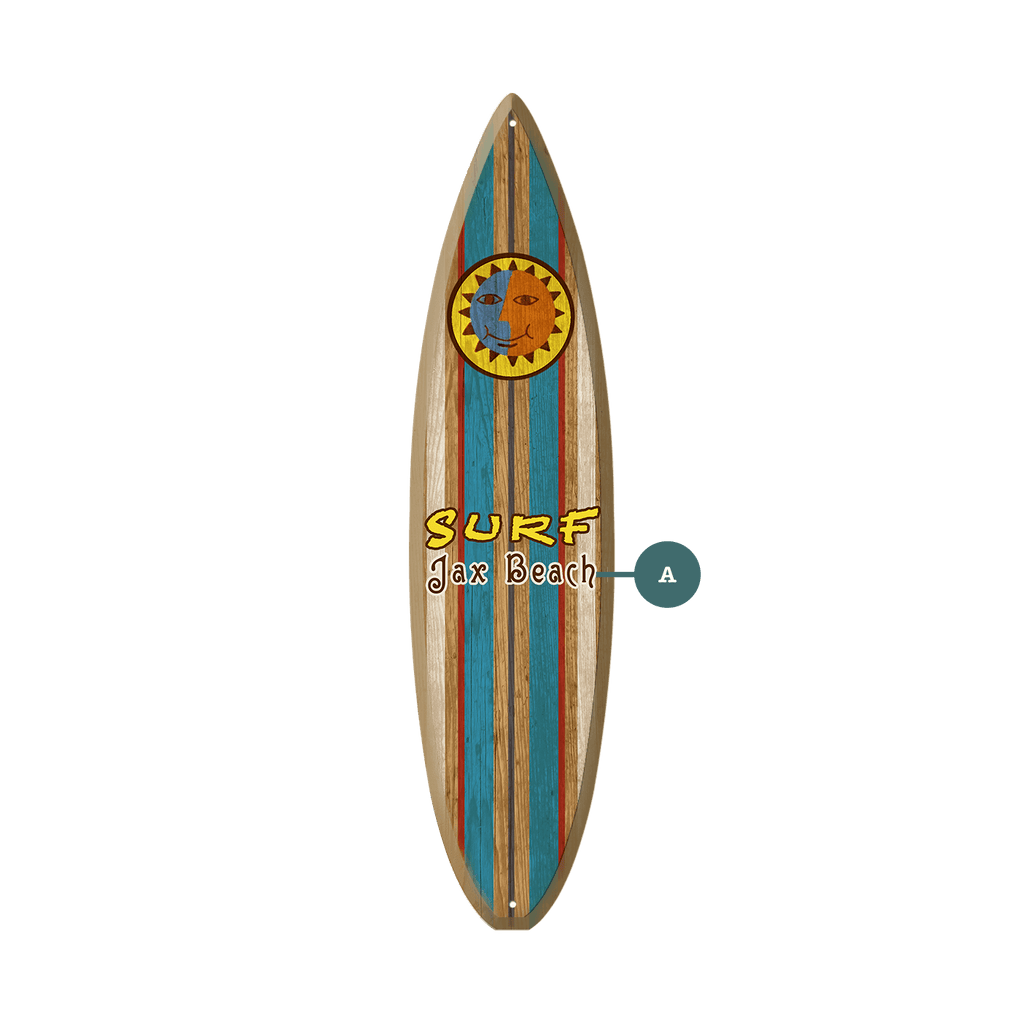 Vintage Stripes and Sun - Surfboard Wall Art