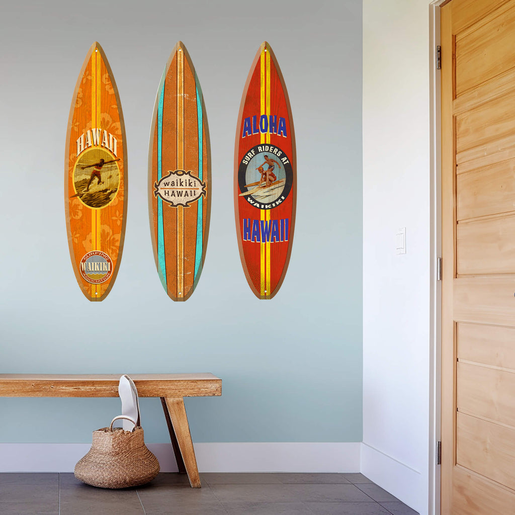 Waikiki Hawaii - Surfboard Wall Art