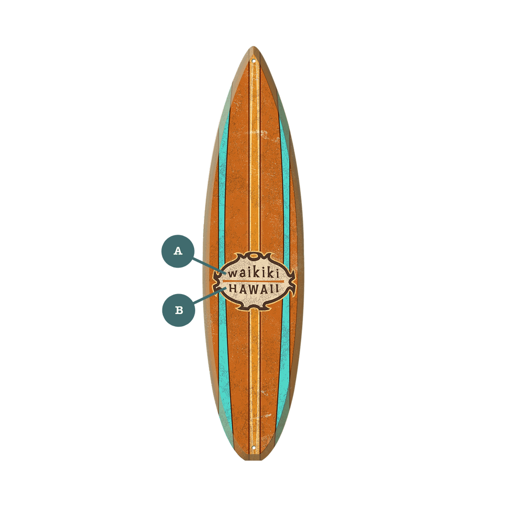 Waikiki Hawaii - Surfboard Wall Art