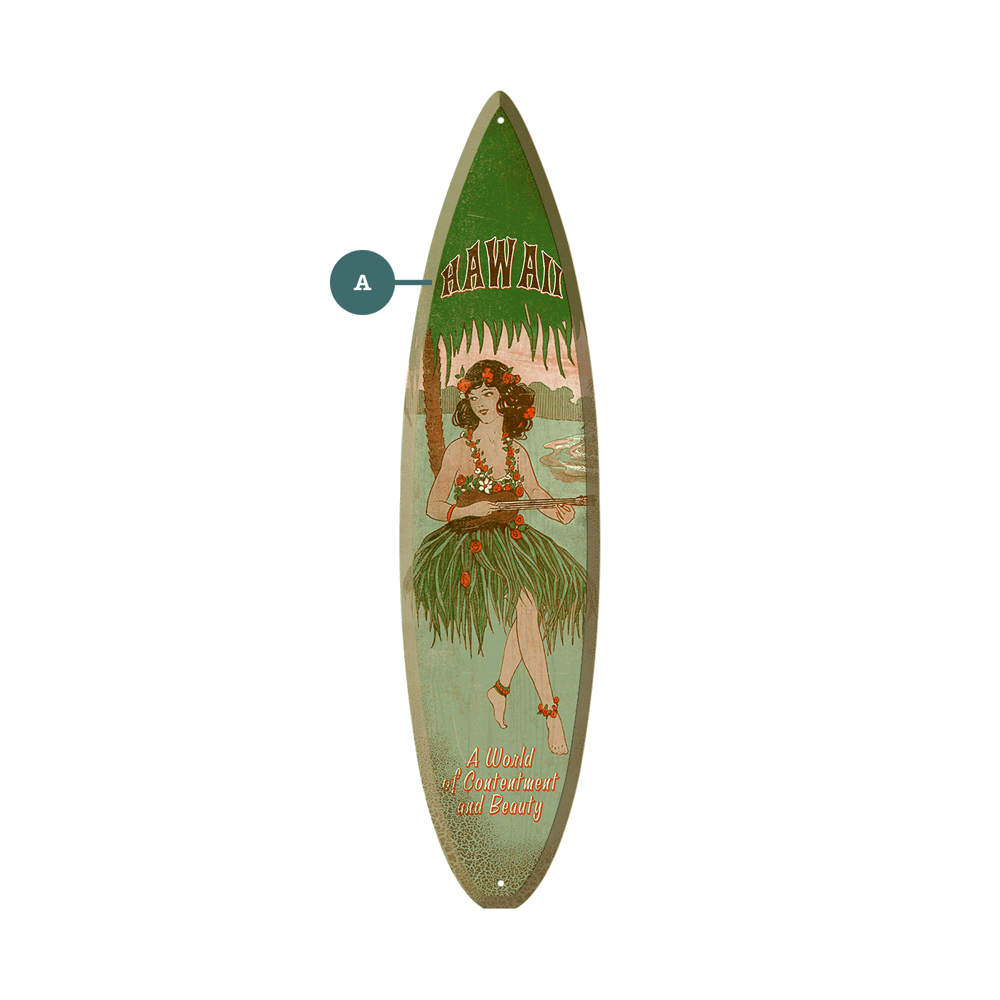 Ukulele Hula Girl - Surfboard Wall Art