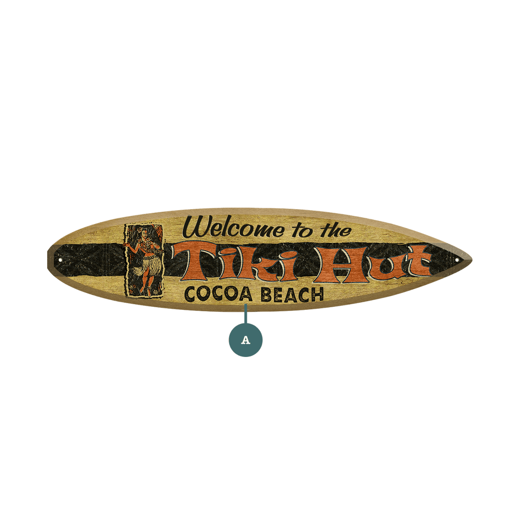 Welcome to the Tiki Hut - Surfboard Wall Art