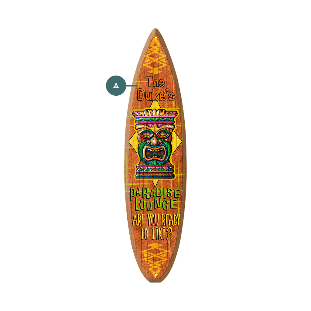 Paradise Lounge Tiki - Surfboard Wall Art