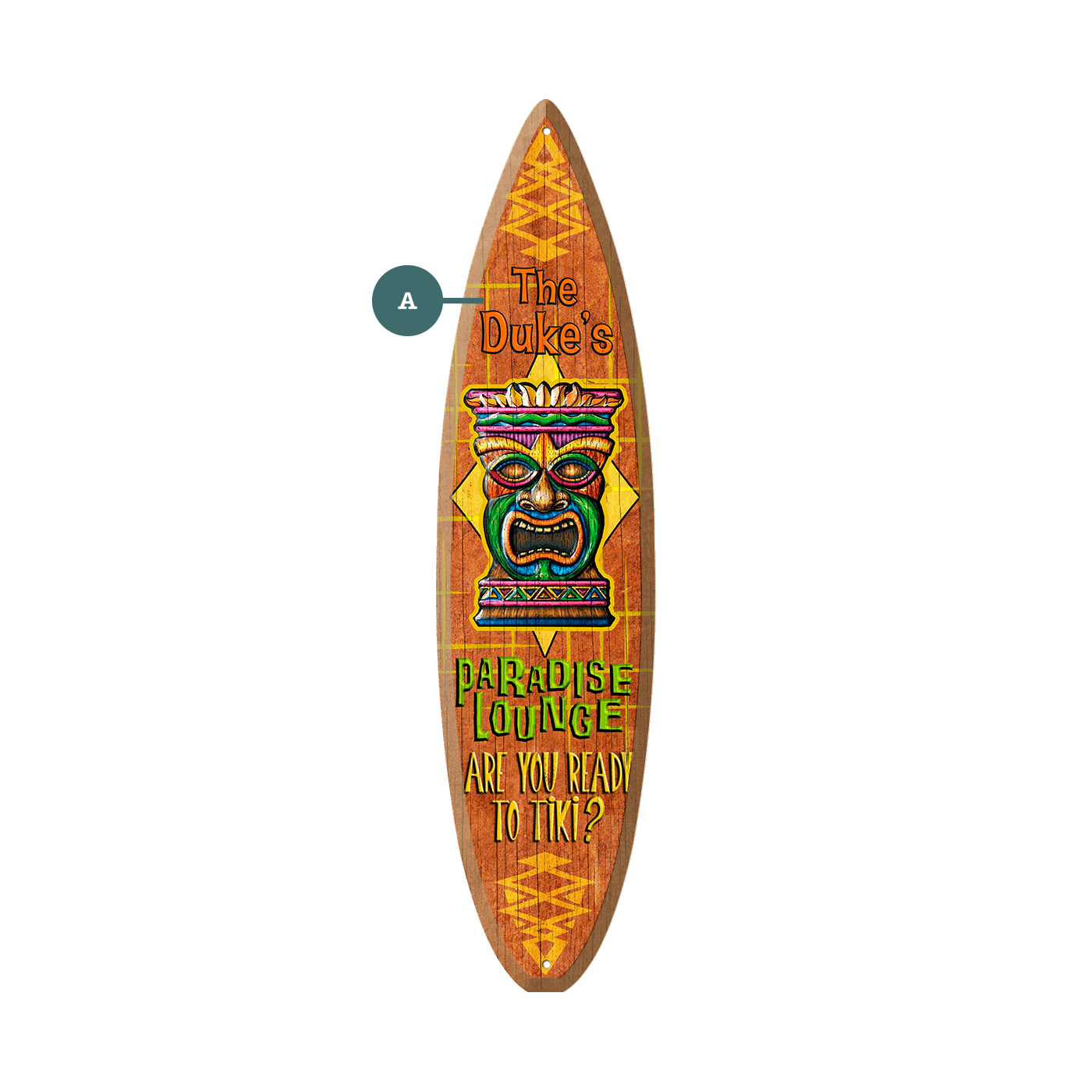 Paradise Lounge Tiki - Surfboard Wall Art