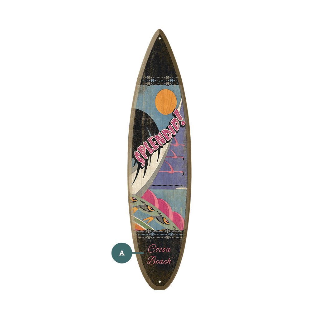 Splendid Flamingos! - Surfboard Wall Art