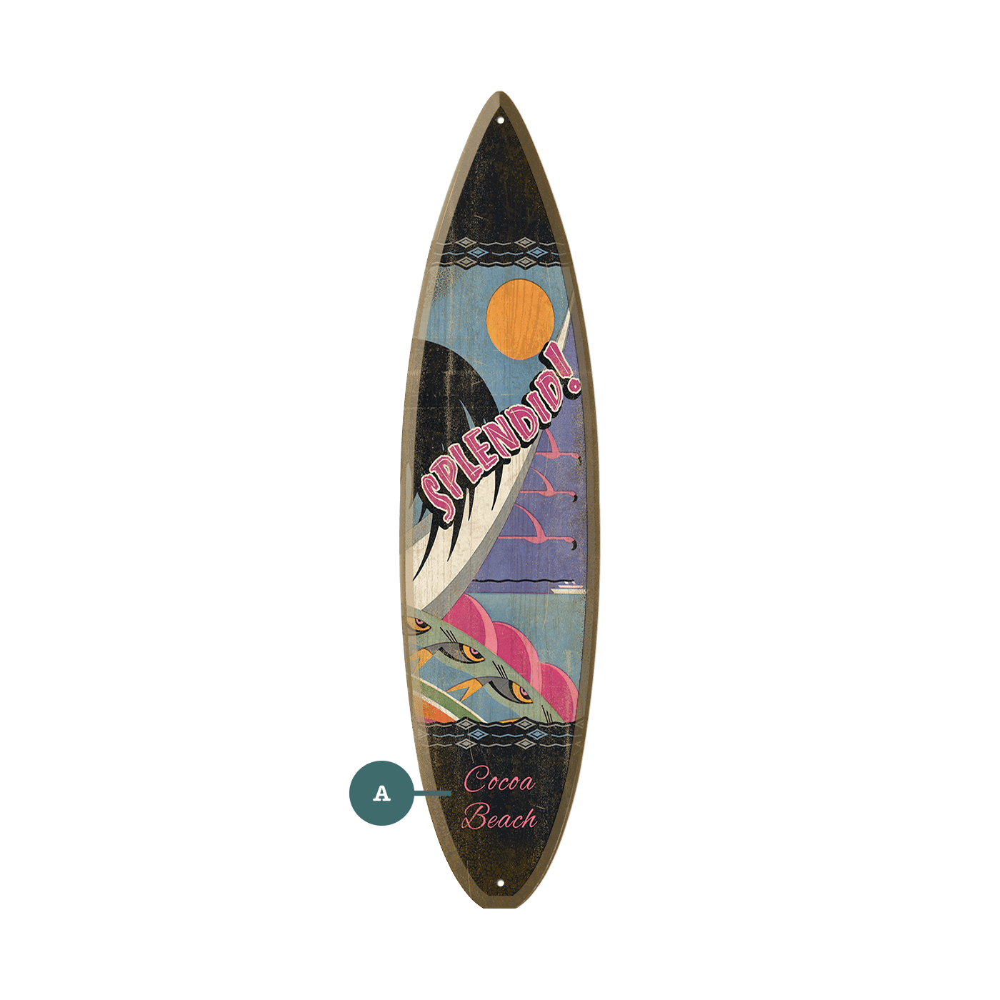 Splendid Flamingos! - Surfboard Wall Art