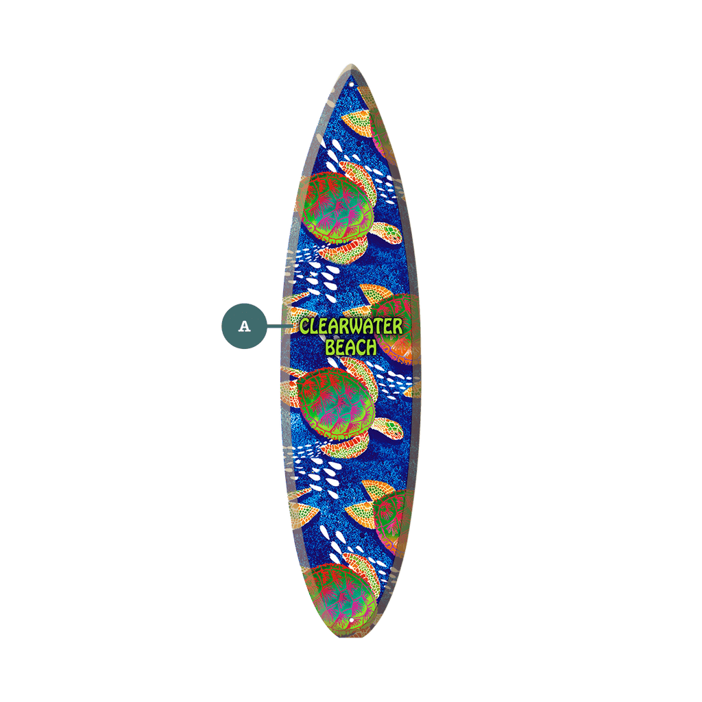 Psychedelic Sea Turtles - Surfboard Wall Art