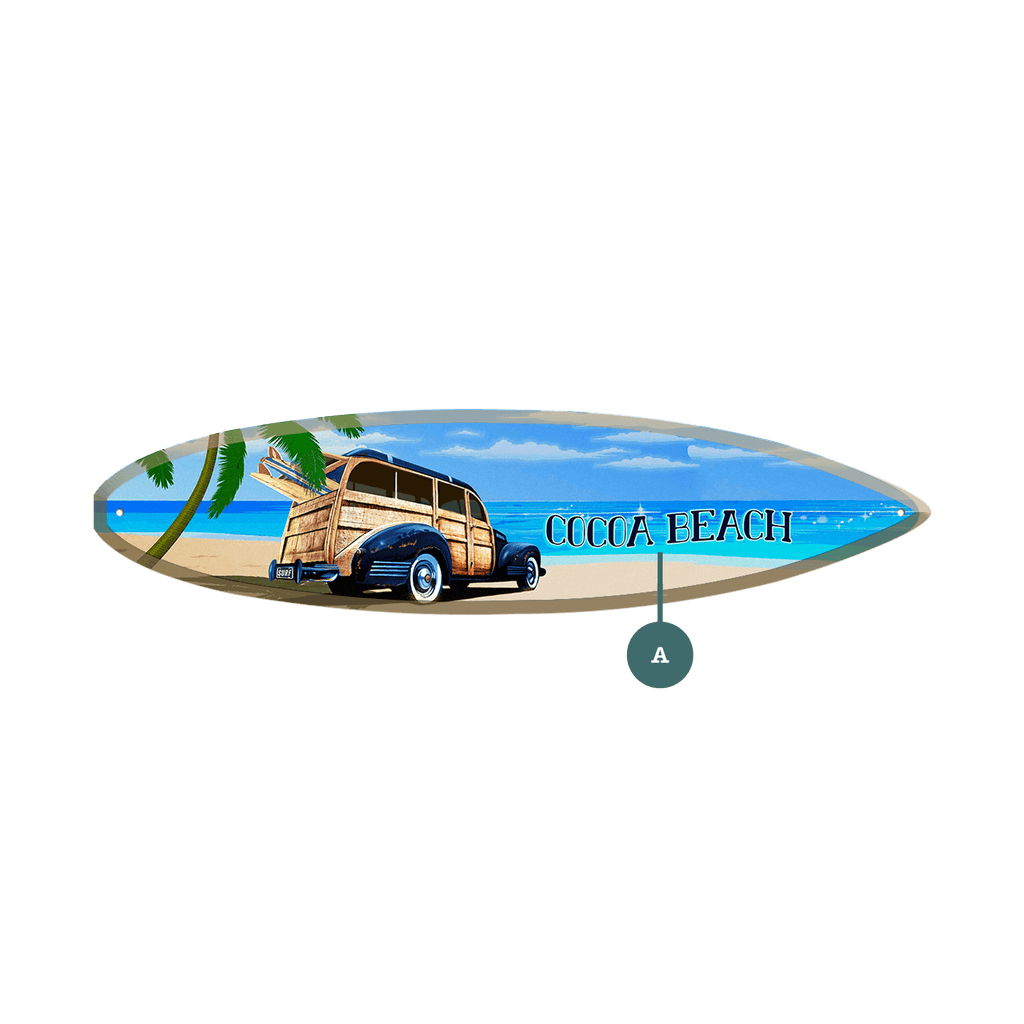 Woody on the Beach - Surfboard Wall Art