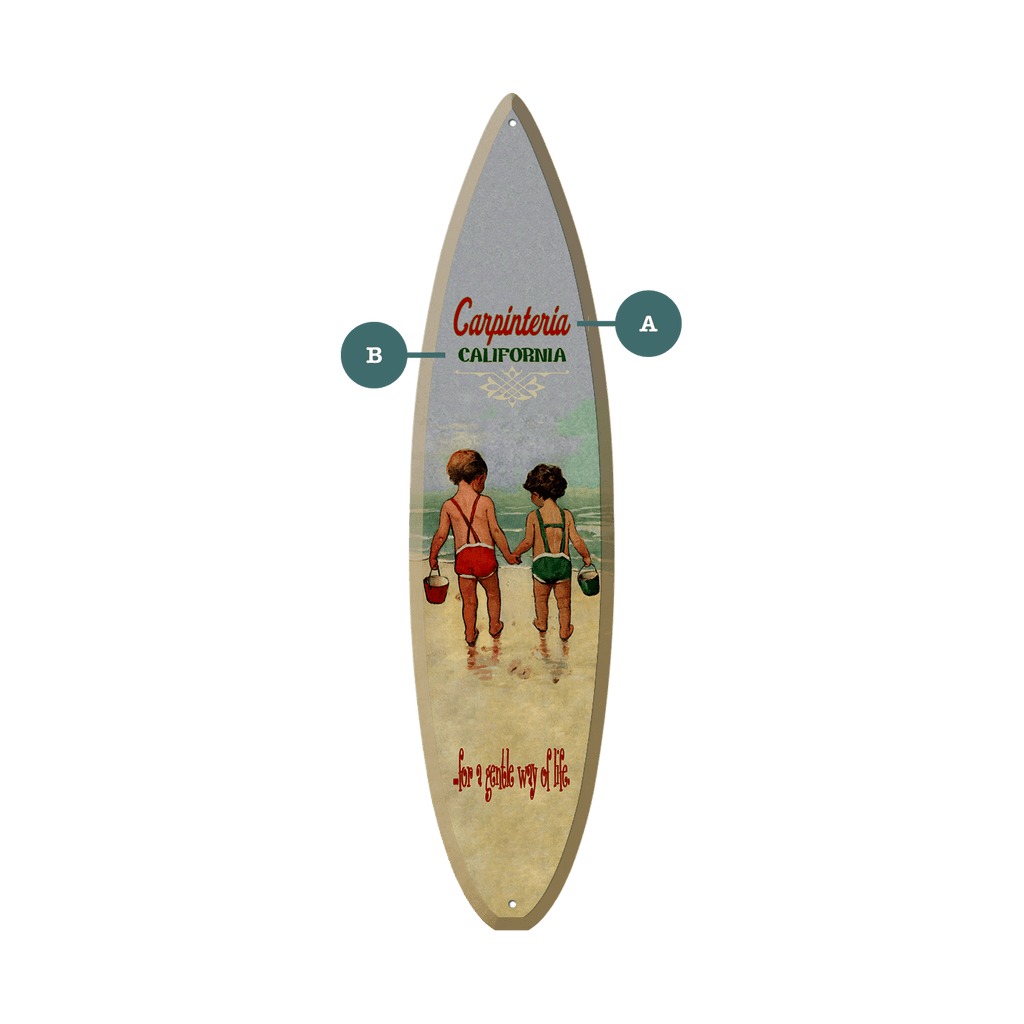 Hand in Hand: Children's Beach Time - Surfboard Wall Art