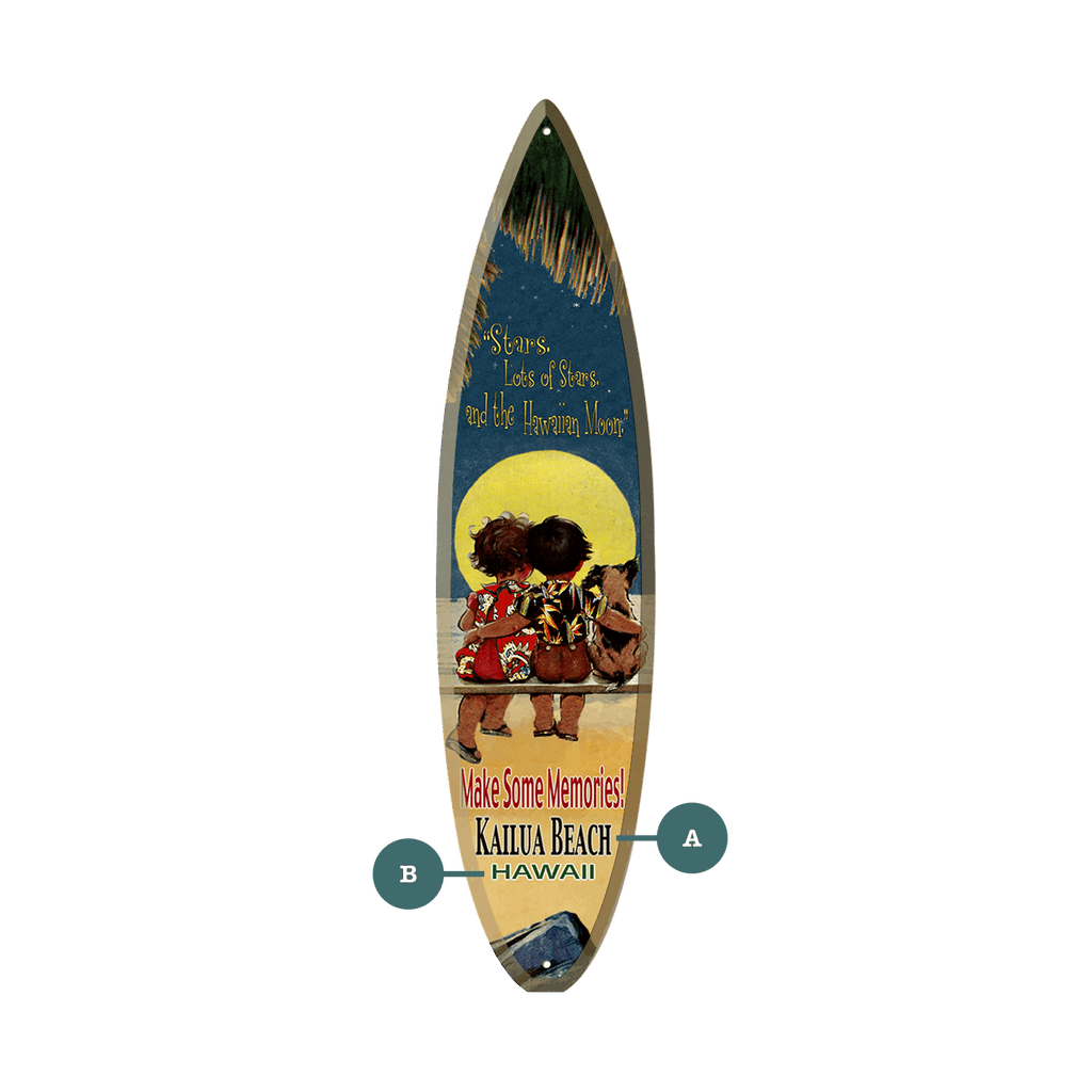 Stars and Hawaiian Moon - Surfboard Wall Art
