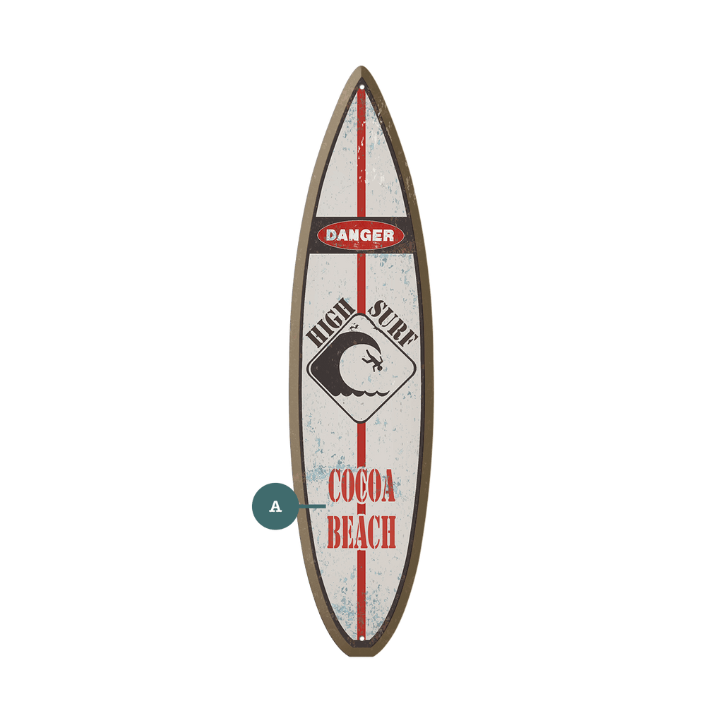 Danger High Surf - Surfboard Wall Art