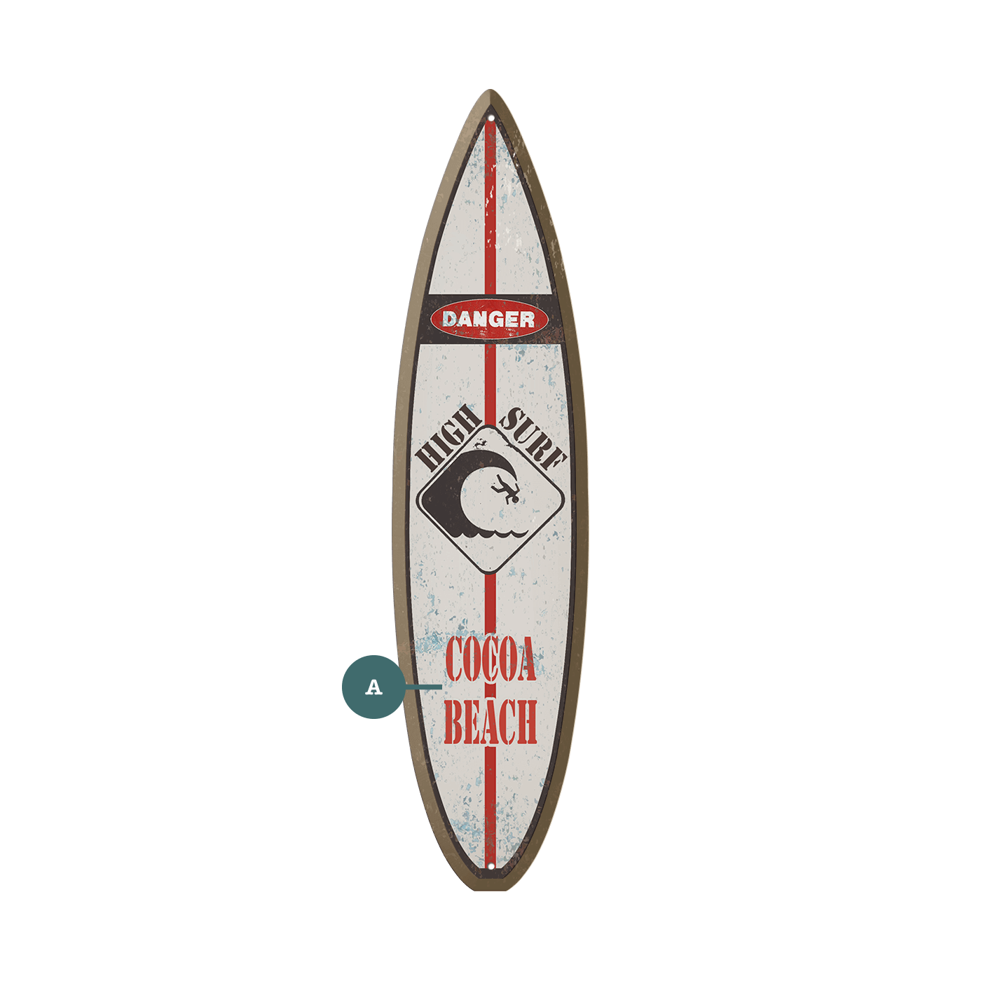 Danger High Surf - Surfboard Wall Art