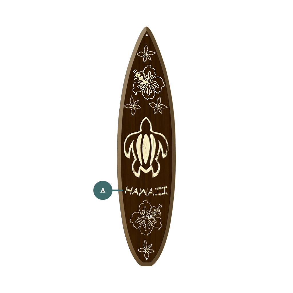 Sea Turtle and Hawaiian Hibiscus - Surfboard Wall Art