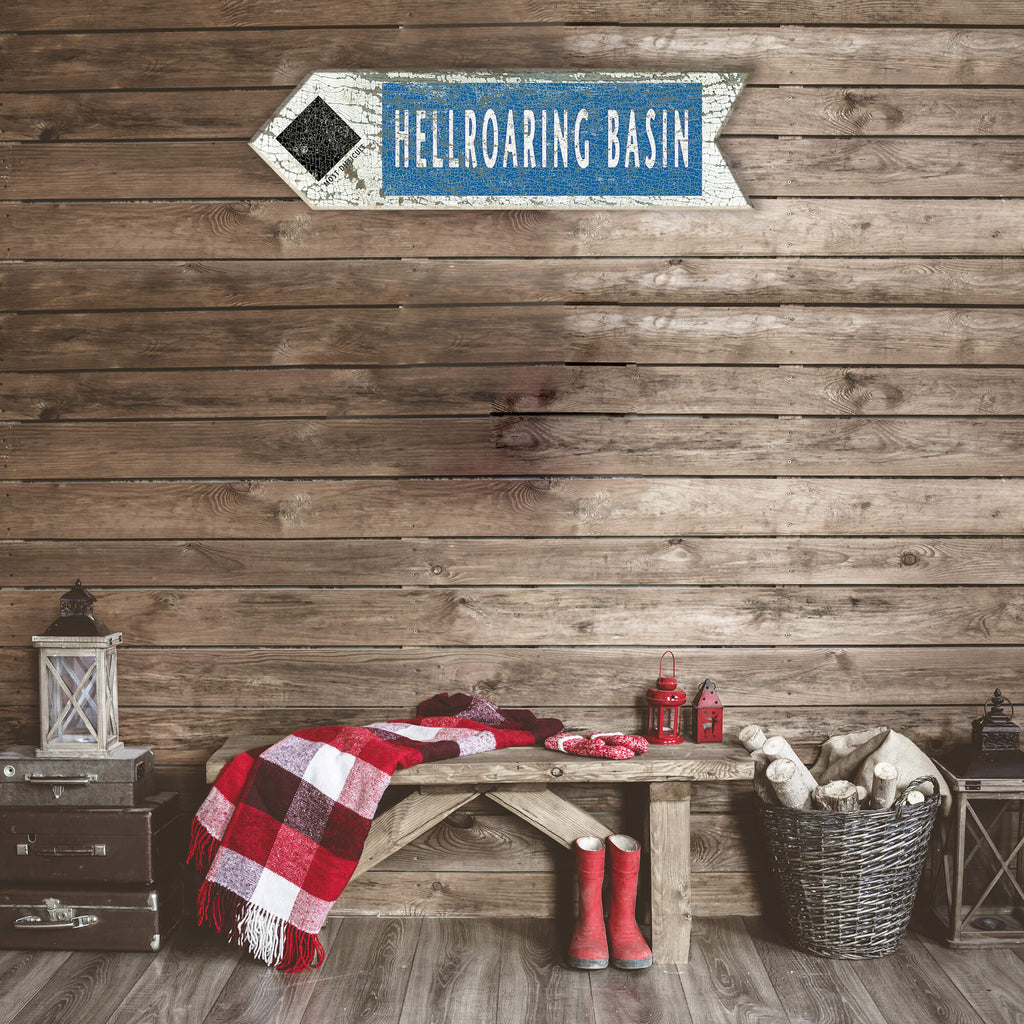 Ski Run Difficulty Arrow: Black - Wood Wall Decor