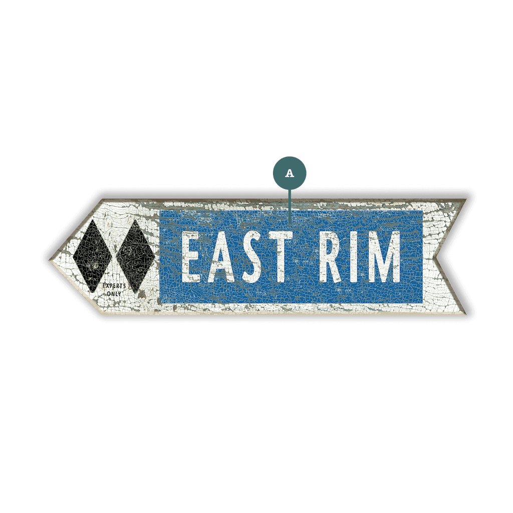 Ski Run Difficulty Arrow: Double Black - Wood Wall Decor