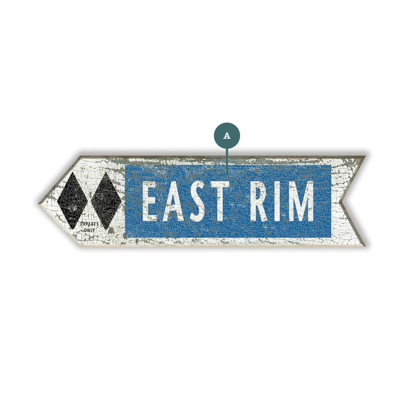 Ski Run Difficulty Arrow: Double Black - Wood Wall Decor