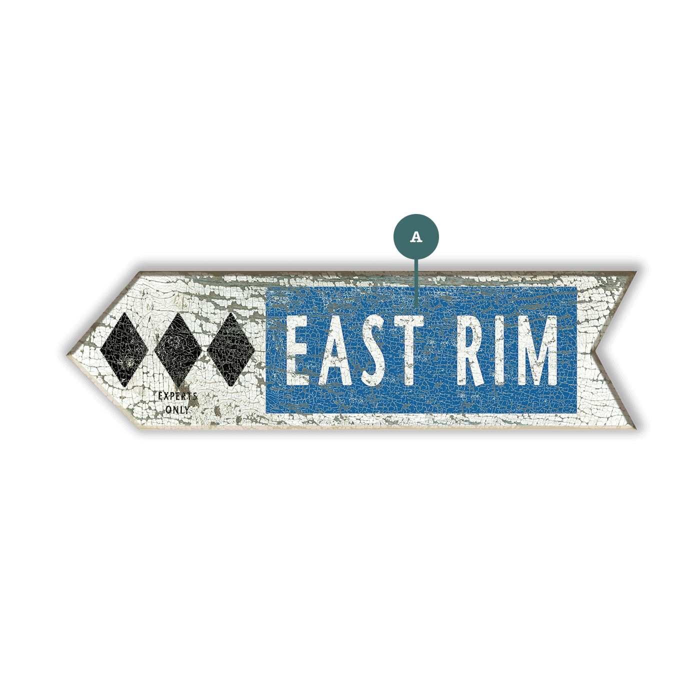 Ski Run Difficulty Arrow: Triple Black - Wood Wall Decor
