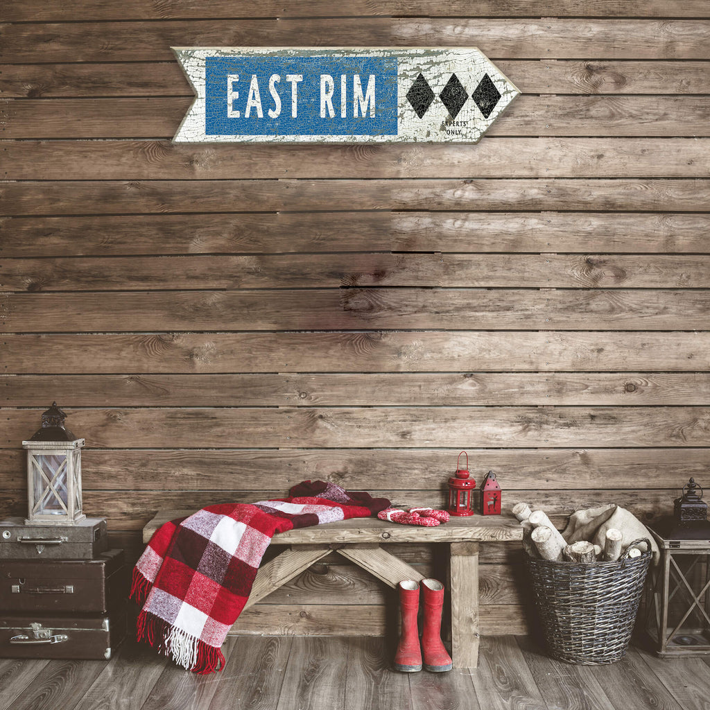 Ski Run Difficulty Arrow: Triple Black - Wood Wall Decor