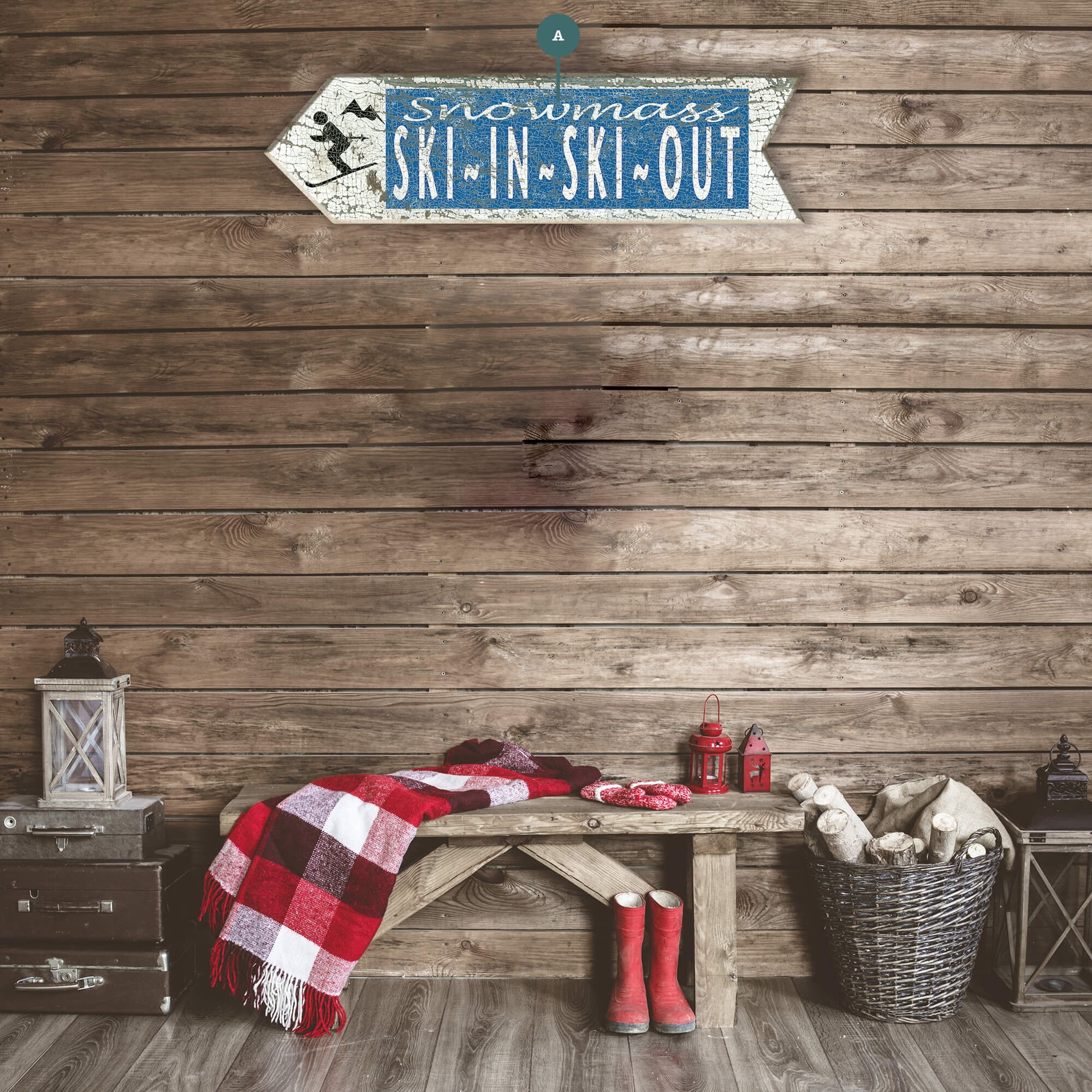 Ski In, Ski Out Arrow - Wood Wall Decor